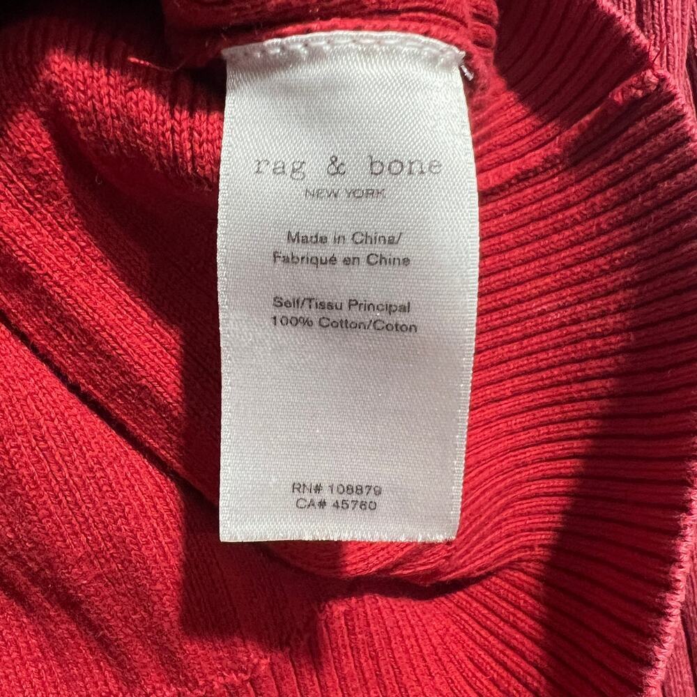 Rag & Bone Womens Irwin Ribbed Knit Cotton Sweater Brick Red Size S - Picture 3 of 5
